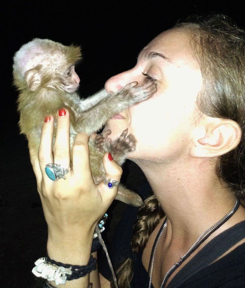 Hug the baby monkey and Claudia Lifton, his rescuer